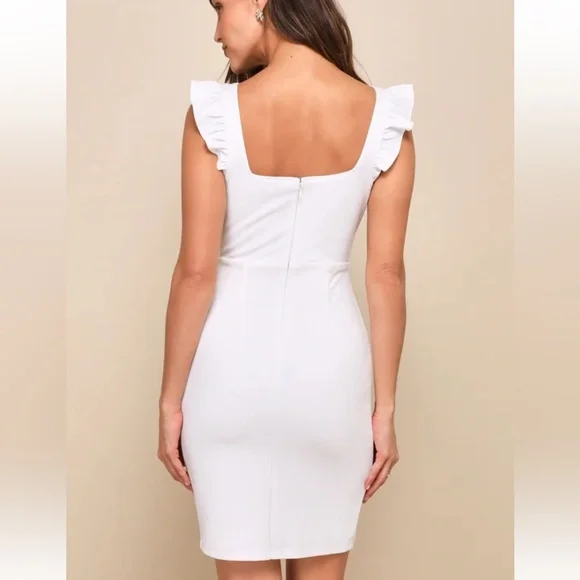 Lulu's Miriam White Ruffled Bodycon Dress - Picture 2 of 5